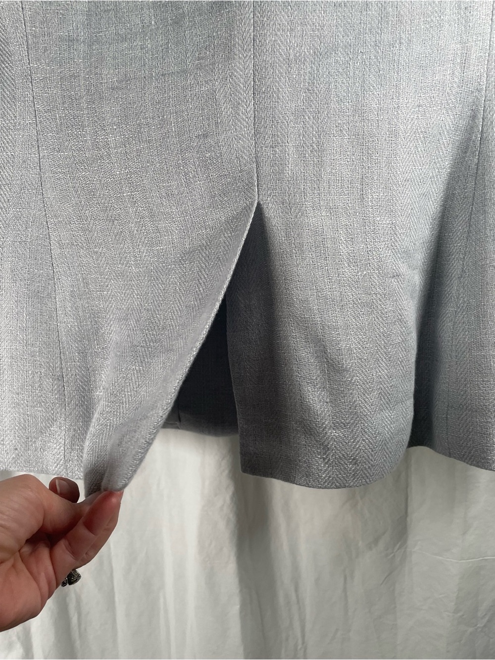 Ralph Lauren Light Blue/Gray Single-Button Herringbone Linen Blazer - Picture 10 of 16
